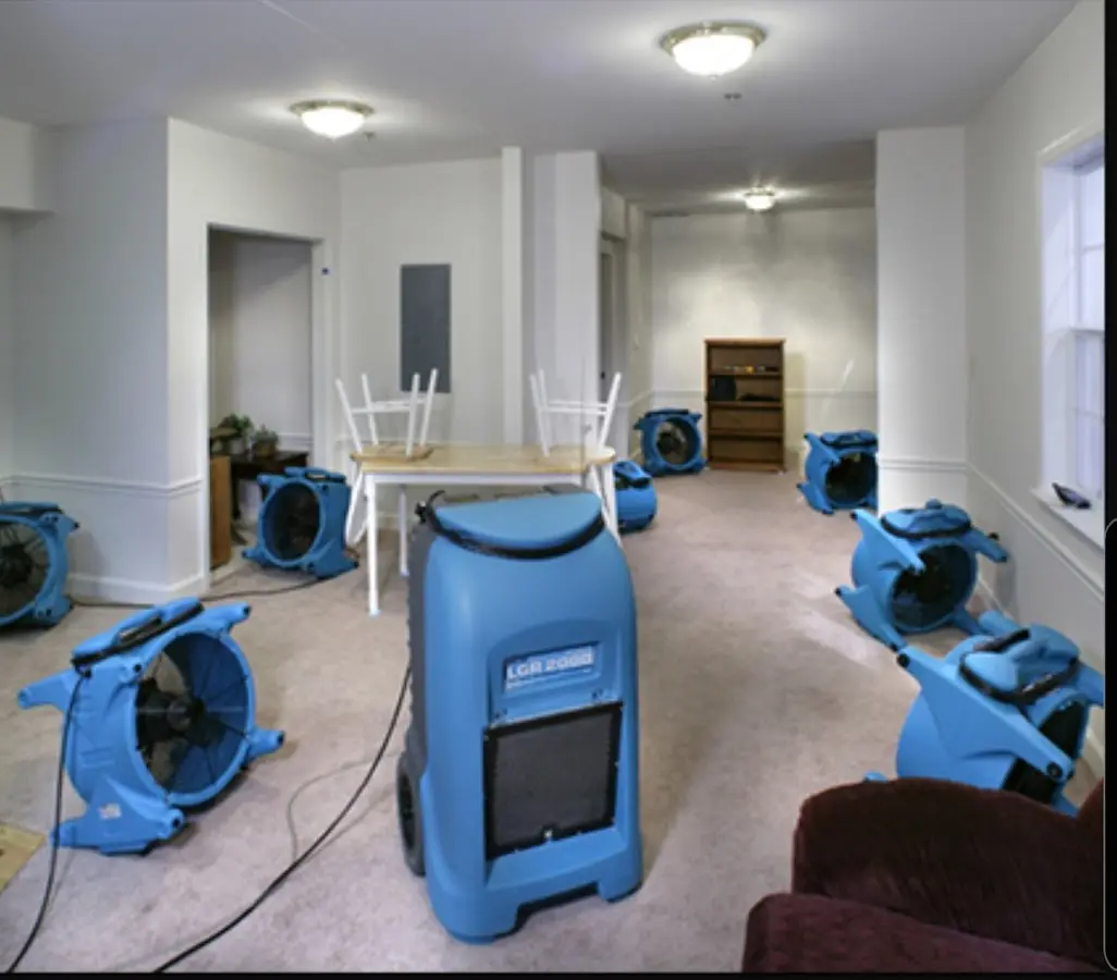 Air movers and dehumidifier setup for Water Extraction & Removal in Jennings Lodge
